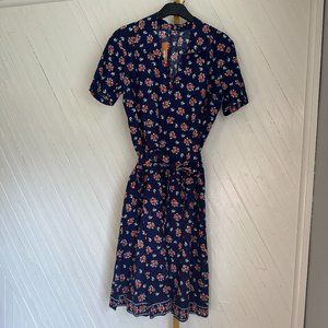 70's Navy Italian Floral Vintage Dress